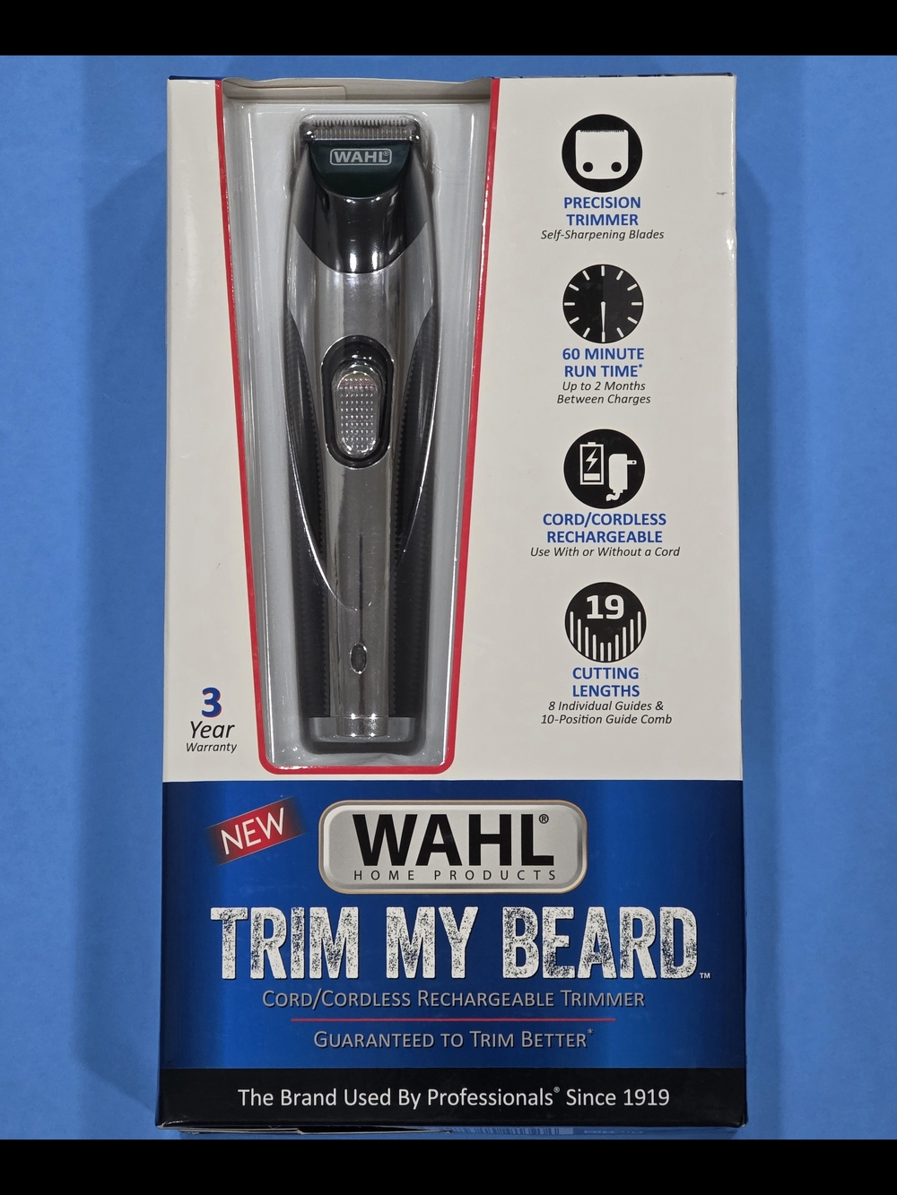 Wahl Trim My Beard Trimmer - Cord/Cordless - 19 Cutting Lengths Mod.9891 New